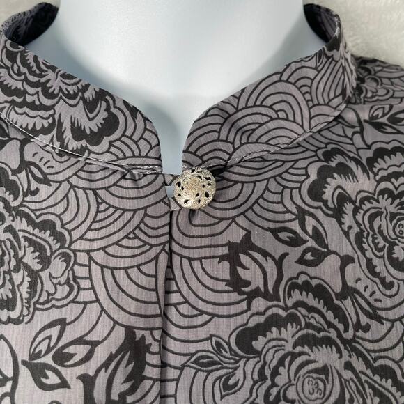 Vintage SG Sport Collection Dress 2X Gray Floral Cover-up Topper Metal Buttons - Picture 3 of 10